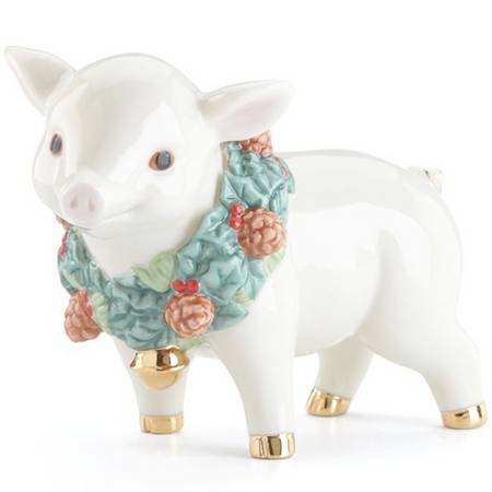 Pig Collection Holiday Wreath Pig - Boxed