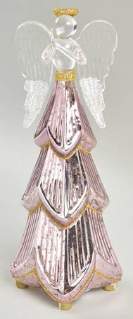 Christmas Lit Crystal Figurines Mercury Lit Angel - With Box