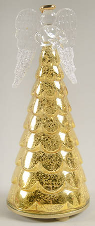 Christmas Lit Crystal Figurines Radiant Light Glass Angel - Boxed