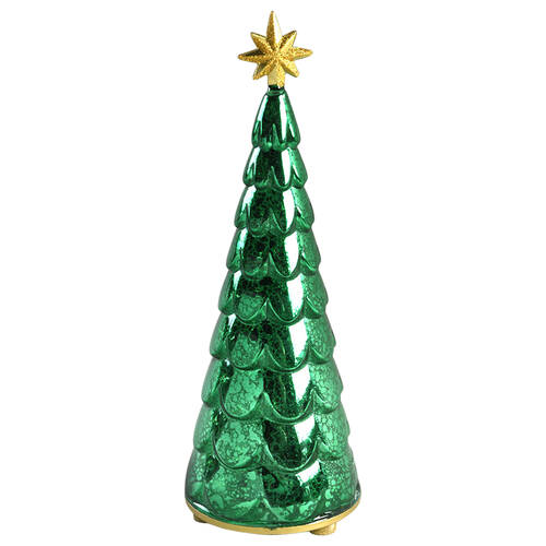 Christmas Lit Crystal Figurines Radiant Light Glass Mercury Tree - Boxed