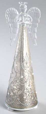 Christmas Lit Crystal Figurines Pearl Angel - Boxed