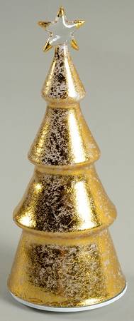 Christmas Lit Crystal Figurines Glisten & Gold Tree - Boxed