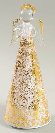 Christmas Lit Crystal Figurines Glisten & Gold Angel - Boxed