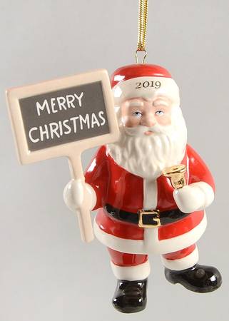 Annual Santa Ornament 2 Merry Christmas Santa - Boxed