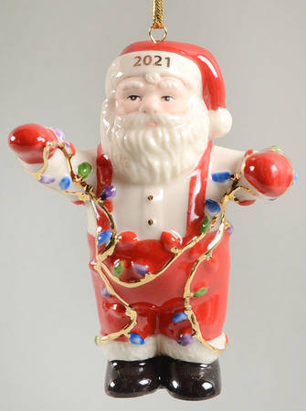 Annual Santa Ornament 2 Santa Stringing The Lights - Boxed