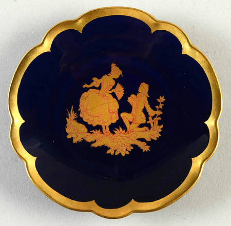 Limoges Castel Figurines Cobalt Plate-The Proposal - No Box