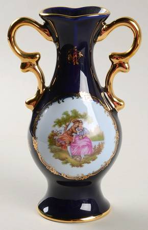 Limoges Castel Figurines Vase-Victorian Couple - No Box