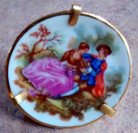 Limoges Castel Figurines Plate-Victorian Couple - No Box