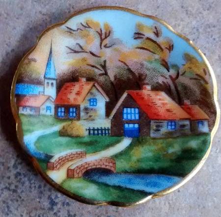 Limoges Castel Figurines Plate-Village Scene - No Box