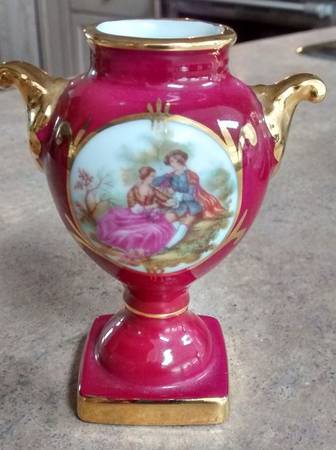 Limoges Castel Figurines Vase-Victorian Couple - No Box