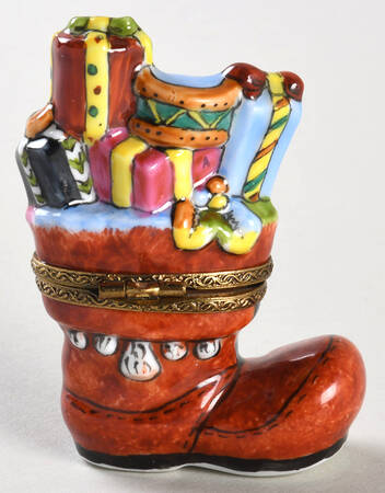 Limoges Boxes Santa Boot With Presents - No Box