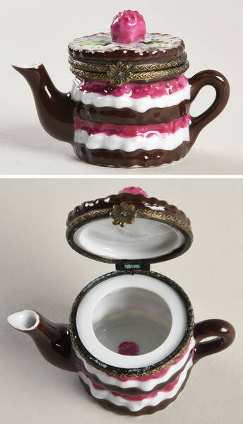 Limoges Boxes Raspberry Cake Tea Pot - No Box