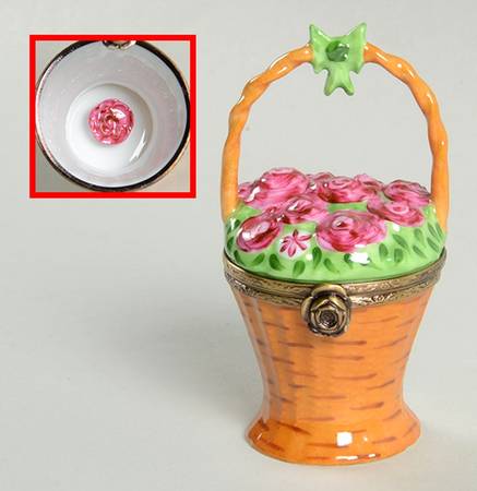 Limoges Boxes Basket With Roses - With Box