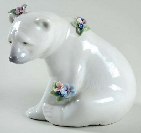 Animals-Wild Polar Bear Seated With Flowers - Boxed