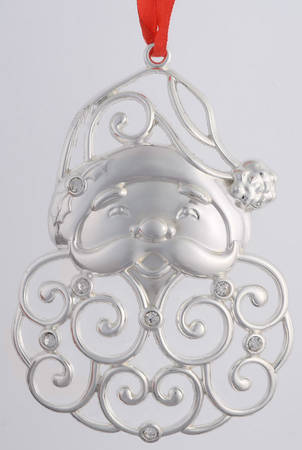 Sparkle and Scroll Multi-Crystal Santa Head-Clear Crystal - Boxed