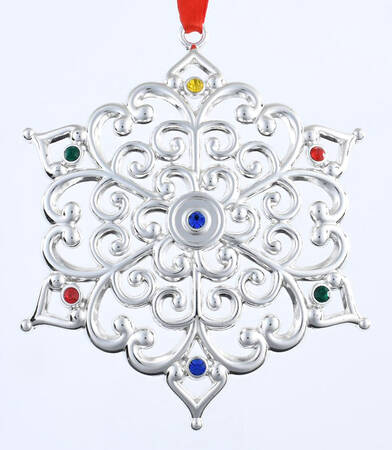 Sparkle and Scroll Multi-Crystal Snowflake - Multicolor - Boxed