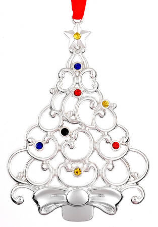 Sparkle and Scroll Multi-Crystal Christmas Tree--Multi-Colored Crystals - Boxed