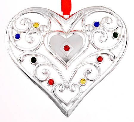 Sparkle and Scroll Multi-Crystal Heart-Multi-Colored Crystals - Boxed