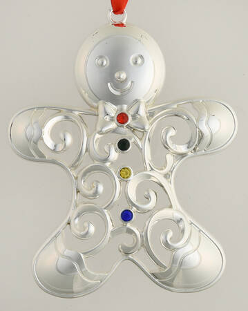 Sparkle and Scroll Multi-Crystal Gingerbread Man - Multicolor - Boxed