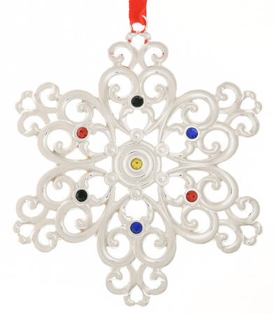 Sparkle and Scroll Multi-Crystal Snowflake - Multicolor - Boxed