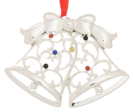 Sparkle and Scroll Multi-Crystal Bells With Bow - Multicolor - Boxed