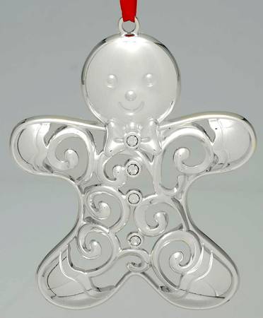 Sparkle and Scroll Multi-Crystal Gingerbread Man-Clear Crystals - Boxed