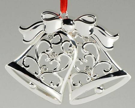 Sparkle and Scroll Multi-Crystal Bells With Bow-Clear Crystals - With Box
