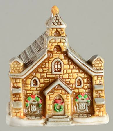 Colonial Village Ornaments Old Stone Church - With Box