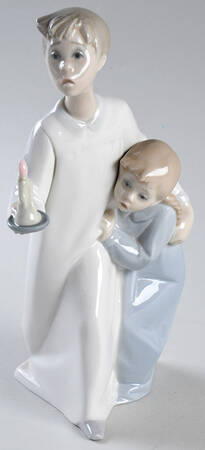 Children in Nightshirts Boy & Girl-With Candle - Boxed