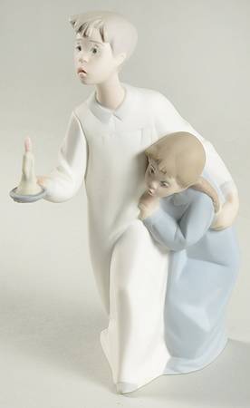 Children in Nightshirts Boy & Girl-With Candle - No Box