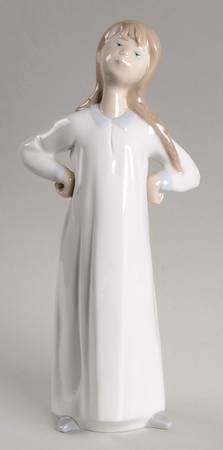 Children in Nightshirts Girl Stretching - No Box