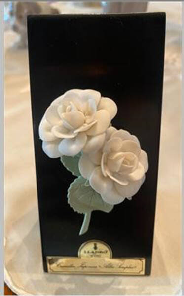 Floral Sculptures Japanese Camellia On Base - Boxed