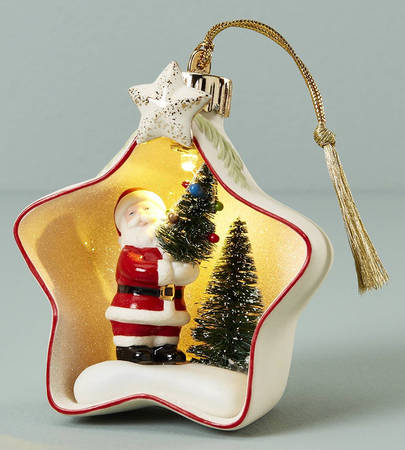 Lit Scene Ornaments Santa Star Scene - Boxed