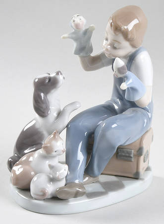 Children with Animals Puppet Show-Boy With Dogs - No Box