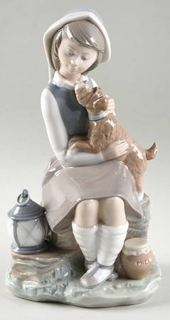 Children with Animals Girl With Lantern And Dog - Boxed