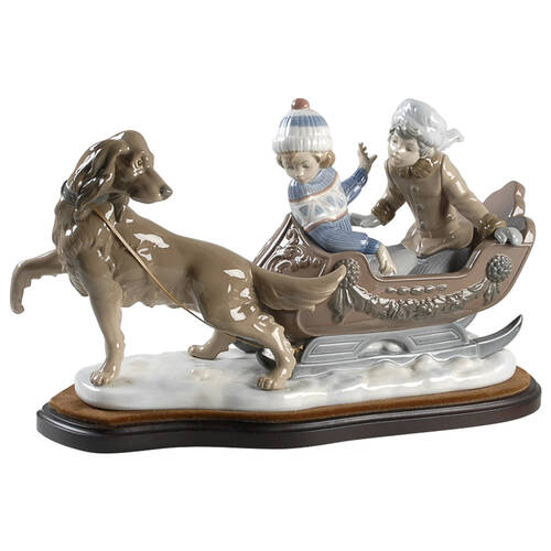 Children with Animals Sleigh Ride - With Box Bx323