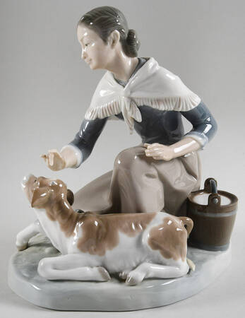Children with Animals Caressing A Little Calf - Boxed