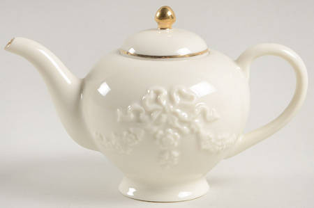 Vintage Miniature Teapot Collection Embossed Flower & Ribbon Teapot - No Box