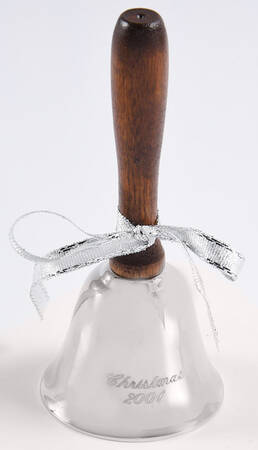 Annual Silverplate Bell Caroling Bell With Wood Handle - Boxed
