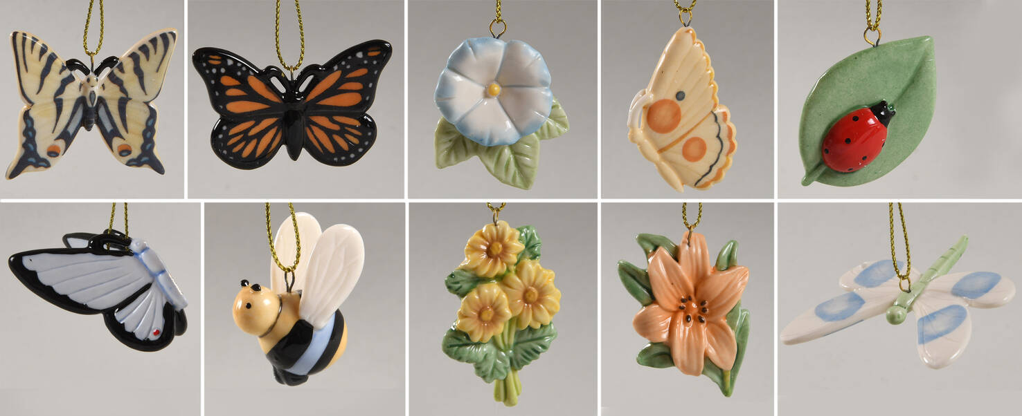 Butterfly Meadow Set Of 10 Ornaments - With Box