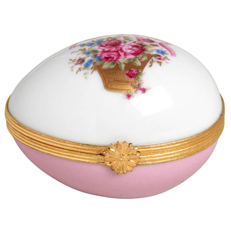 Limoges Boxes Egg-Rose Basket - No Box