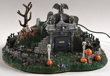 Spooky Town Hillside Mausoleum - With Box