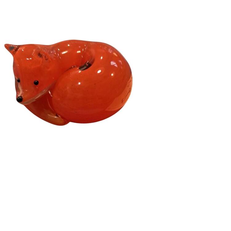 Art Glass Figurines Red Fox At Rest - Boxed