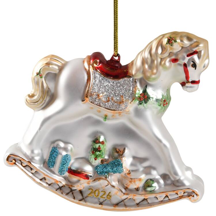 Blown Glass Ornaments 2026 Babys 1st Rocking Horse - Boxed