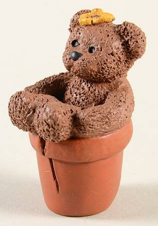 All God's Children Huny-Teddy Bear In Flower Pot - Boxed