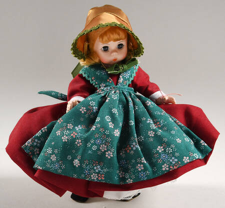 International-8" Doll Denmark - Pink Floral Clusters, Gold Hat - With Box 5i
