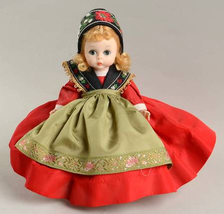 International-8" Doll Sweden-Red Skirt-Older-Marked Alex - Boxed