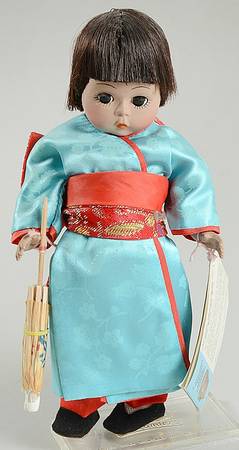 International-8" Doll Japan-Blue Kimono-Red Sash - With Box