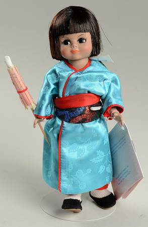 International-8" Doll Japan-Blue Kimono-Mutli Sash - With Box