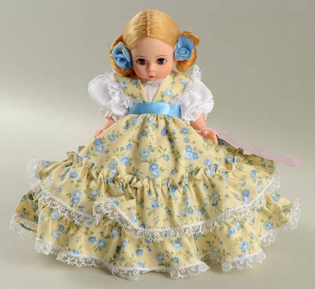 Little Women Amy - Yellow Dress With Blue Flowers - With Box